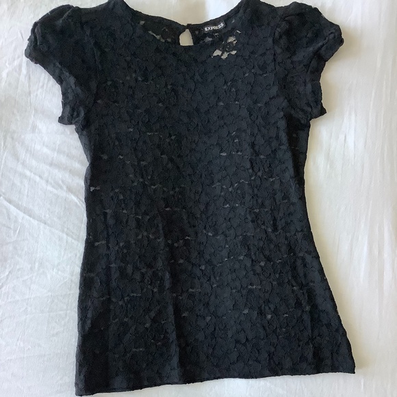 Express Tops - NWT Express Lace Short Sleeve Top| Black | M